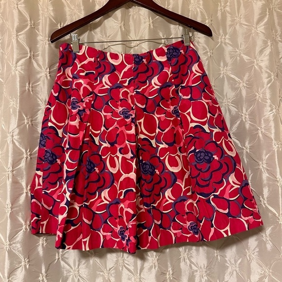 Lilly Pulitzer Silk Festiva Print Pleated Skirt Pink Floral Vintage Vtg - Picture 2 of 10